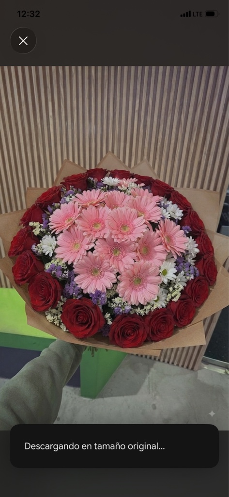 Ramo de 24 rosas y 10 gerberas rosas