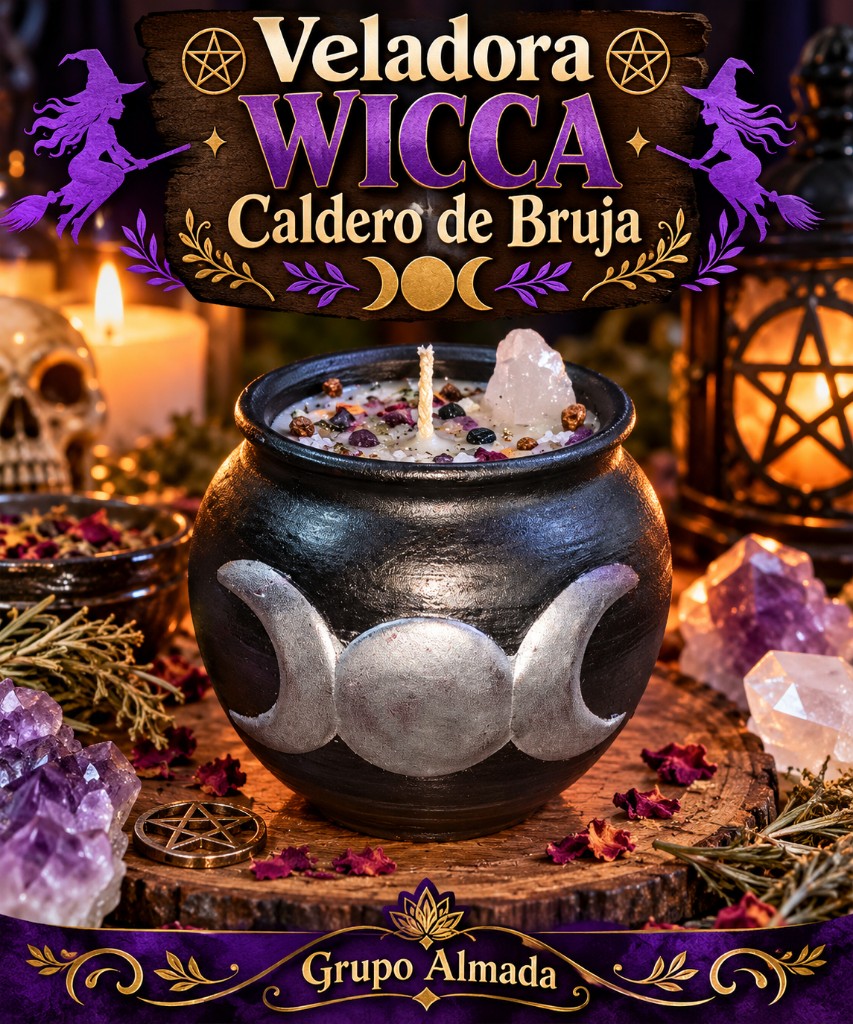 Veladora Wicca caldero bruja