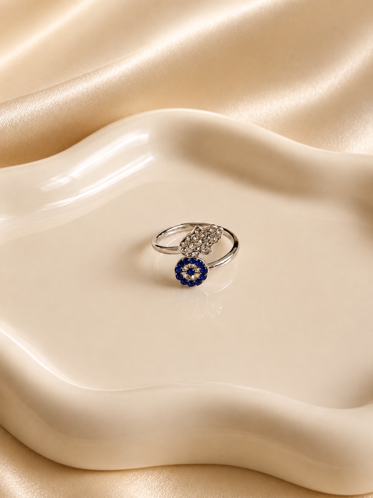 Anillo plata ojo azul