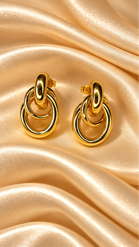 Aretes dorados nudo doble
