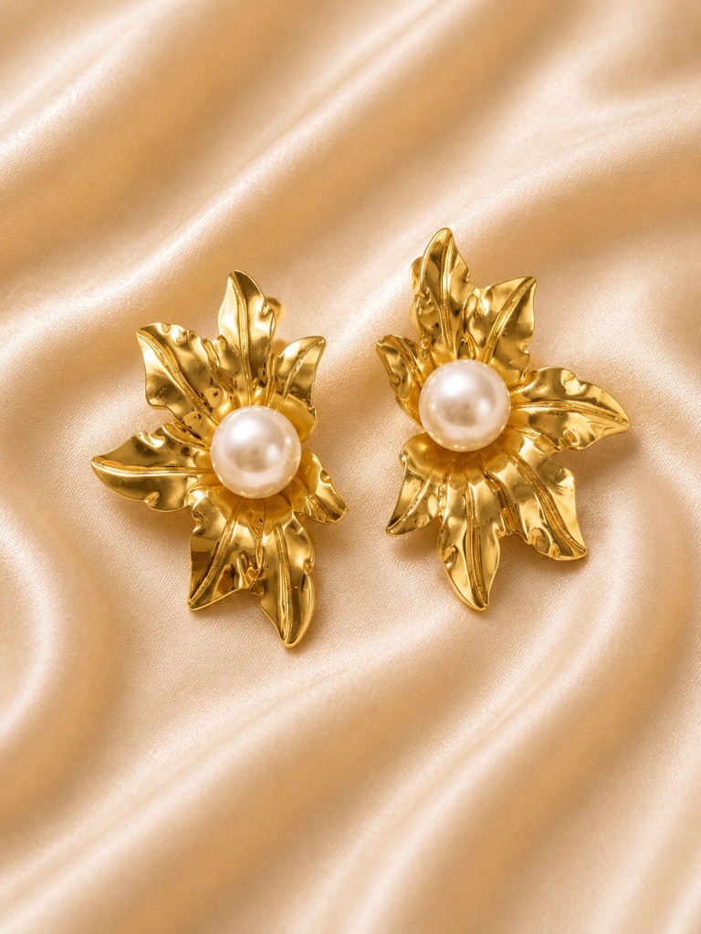 Aretes media flor y perla