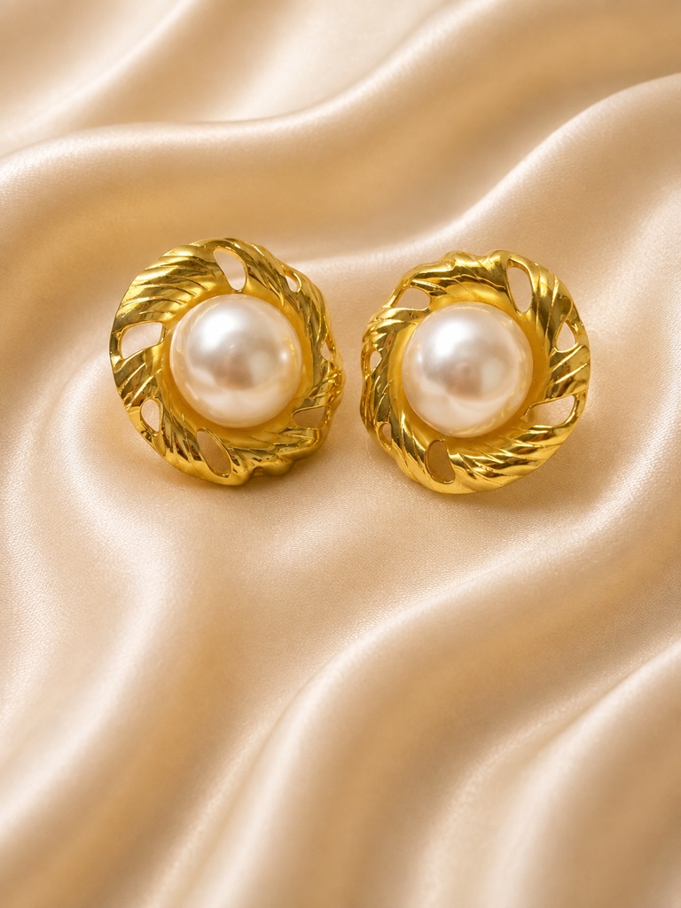 Aretes G perla centro