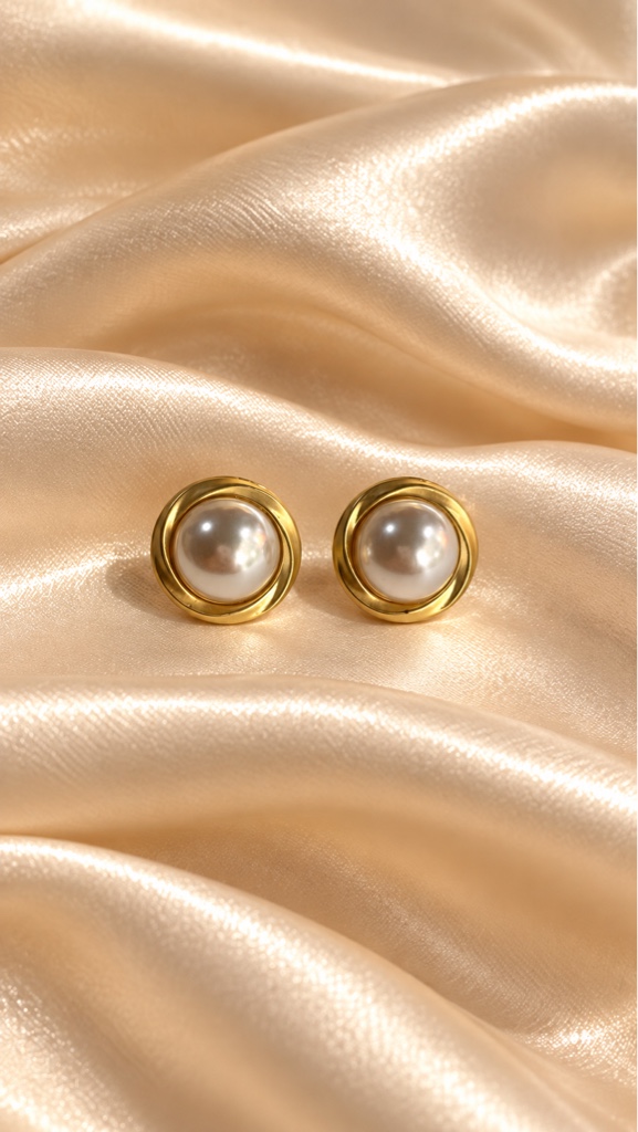 Aretes redondo curvo perla