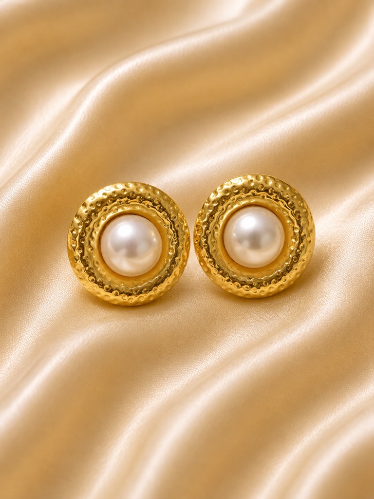 Aretes redondos perla