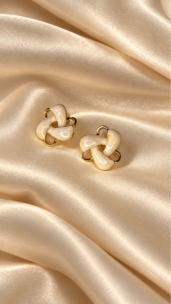 Aretes de nudo crema