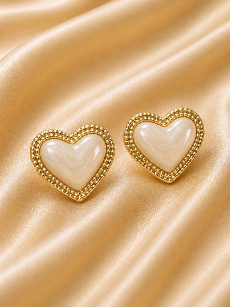 Aretes corazón marmoliado