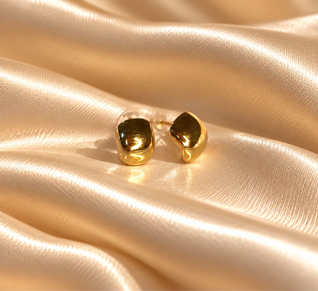 Aretes frijol dorado