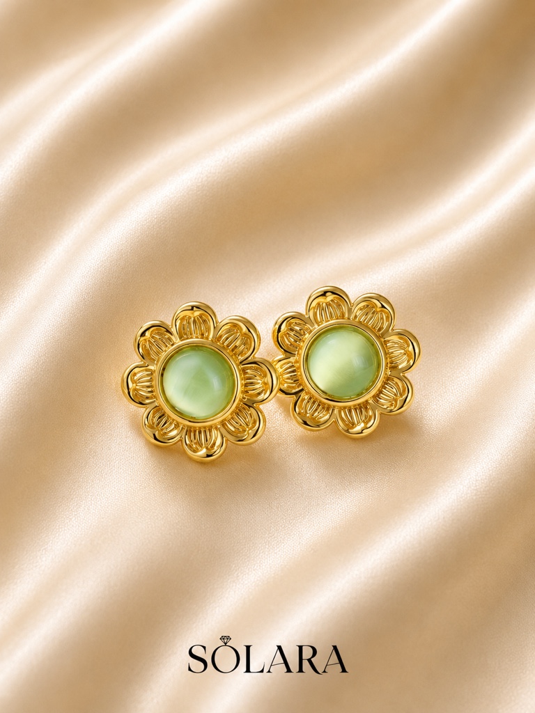 Aretes flor verde