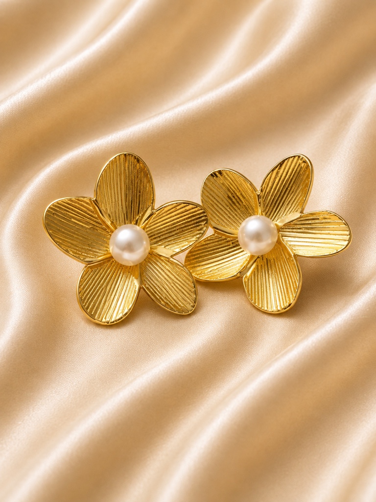 Aretes buchón flor y perla