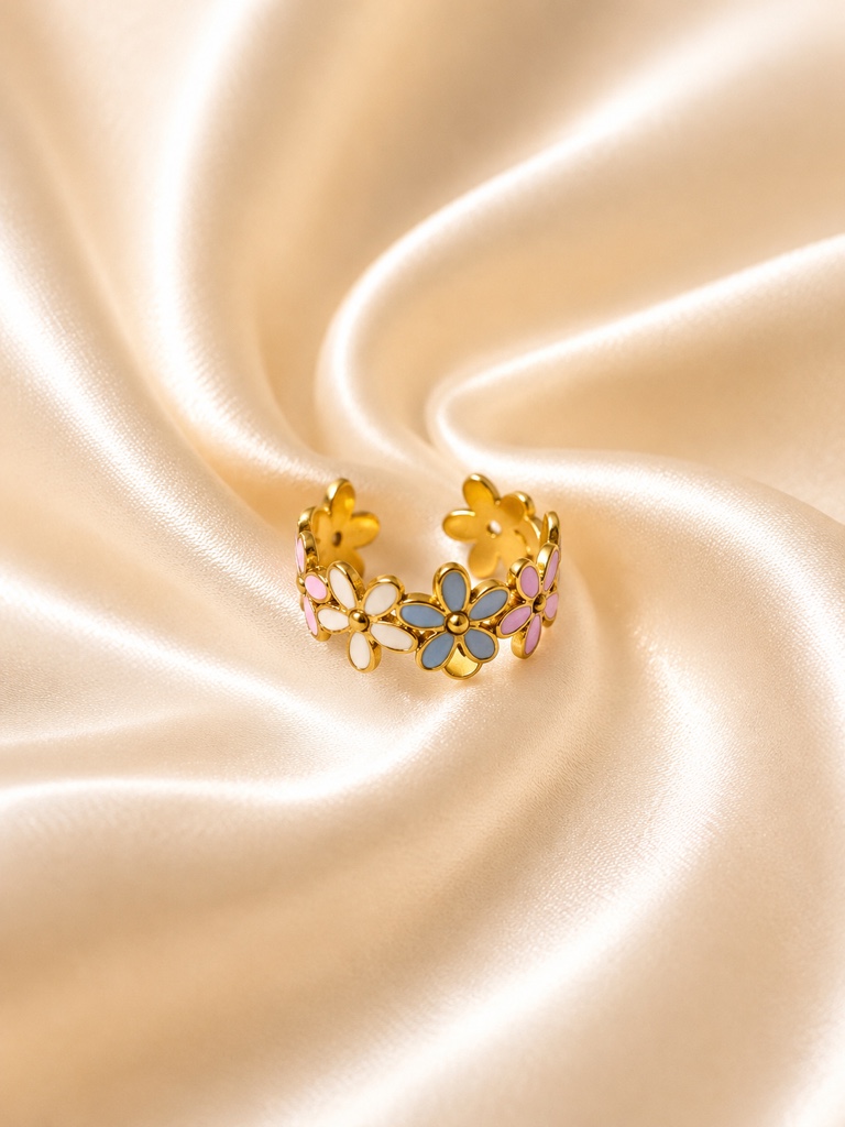 Anillo flores multicolor G