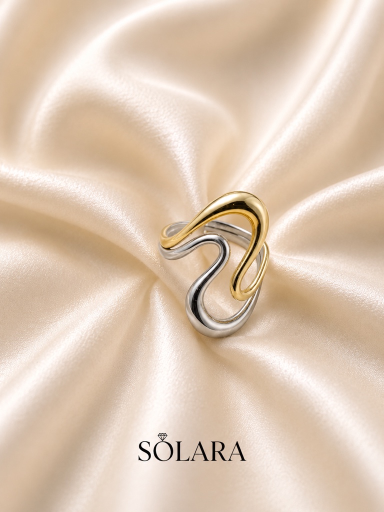 Anillo dorado y plateado