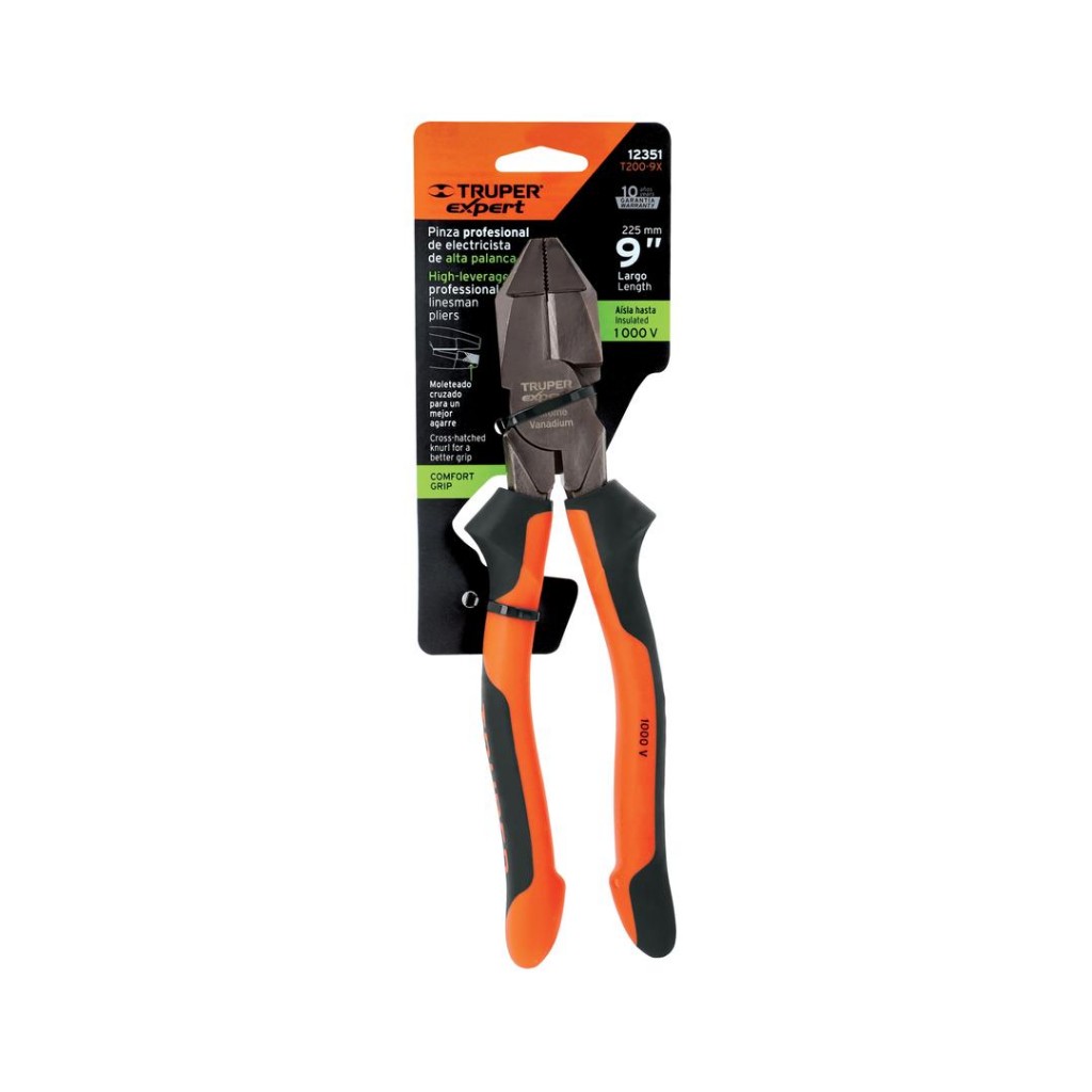 PINZA ELECTRICISTA 9"" USO RUDO, ALTA PALANCA, COMFORT GRIP