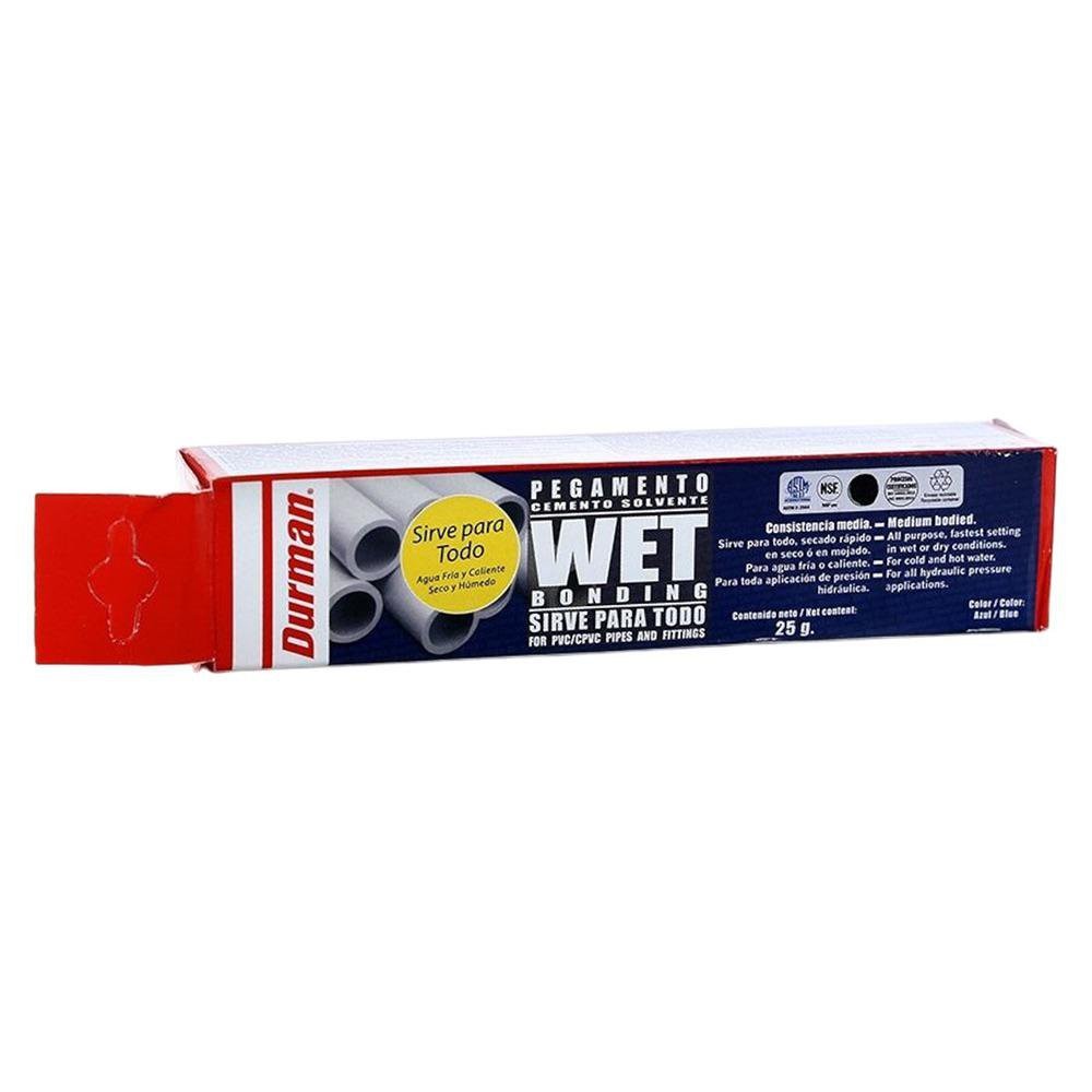Pegamento pvc 25 gms wet bonding azul Durman