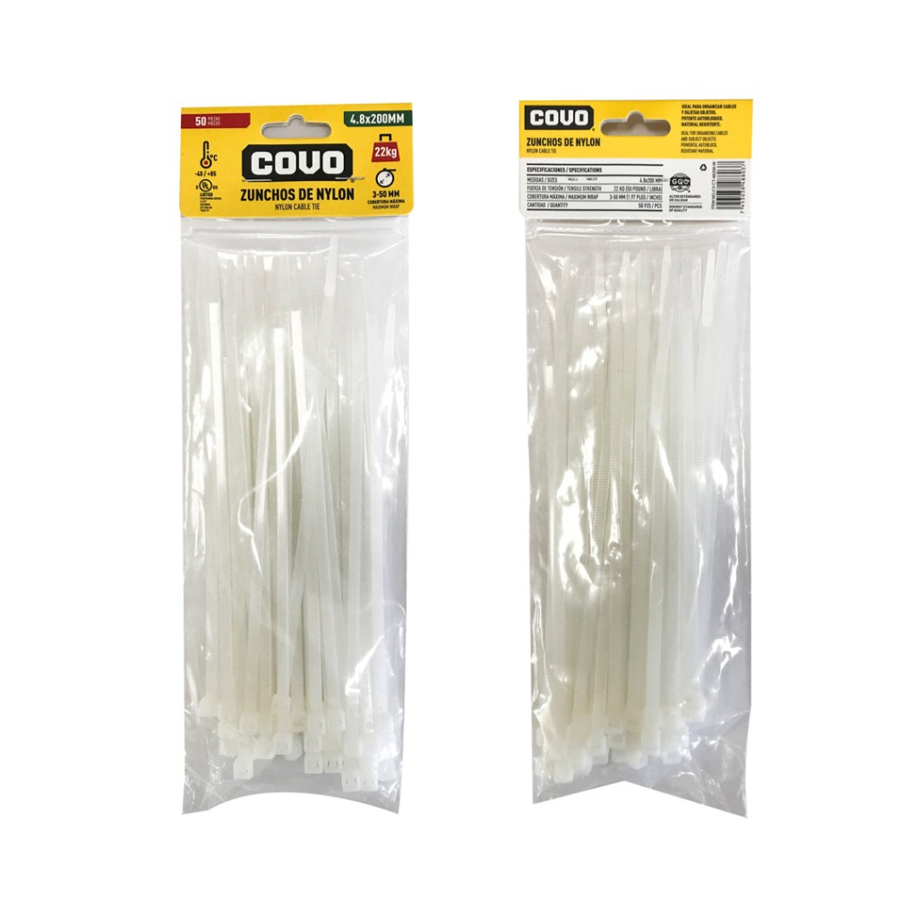 Bolsa de cinchos plásticos 4.8x500 covo