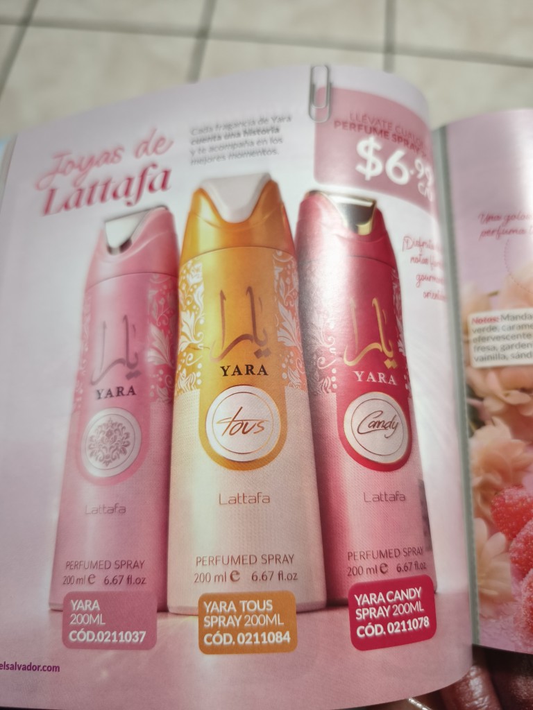 Perfume spray Yara, Yara Tous, Yara candy