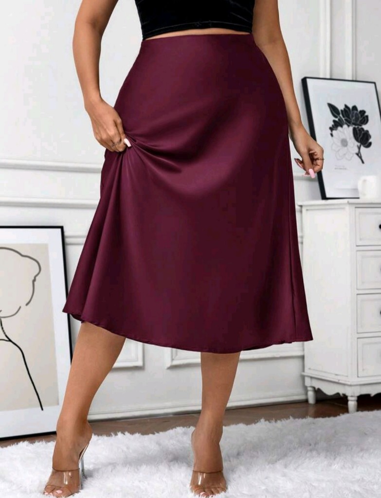 SHEIN LUNE Falda burdeos elegante