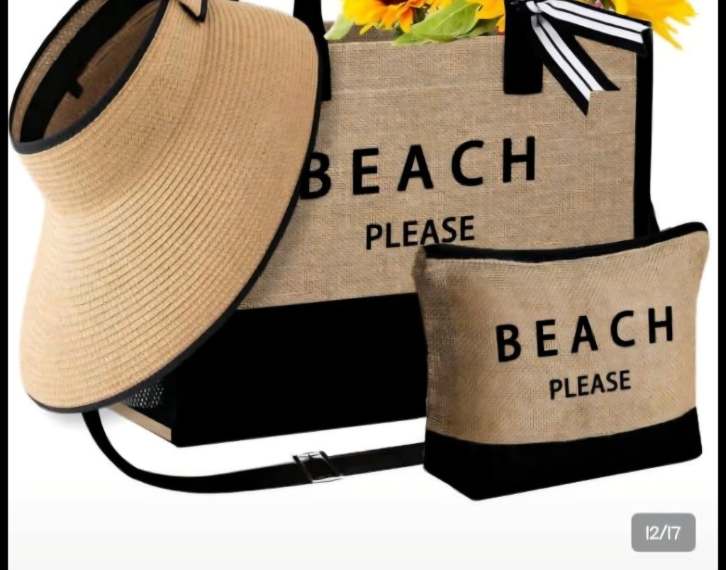 Sombrero,  portacosmetico y bolso Beach