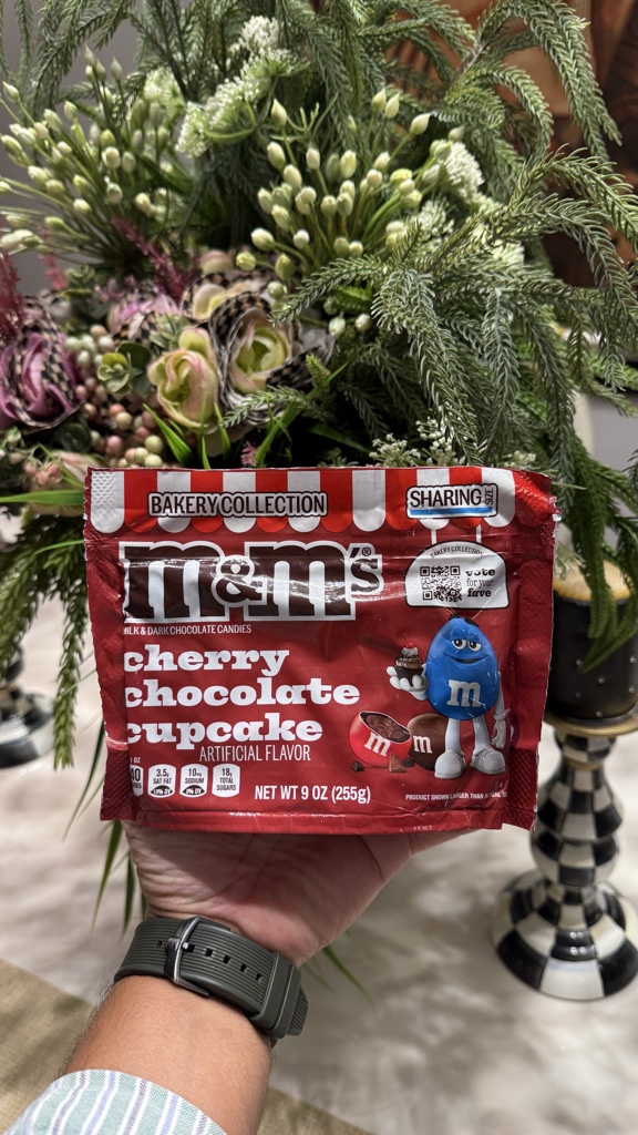 M&M's Cherry Chocolate Cupcake