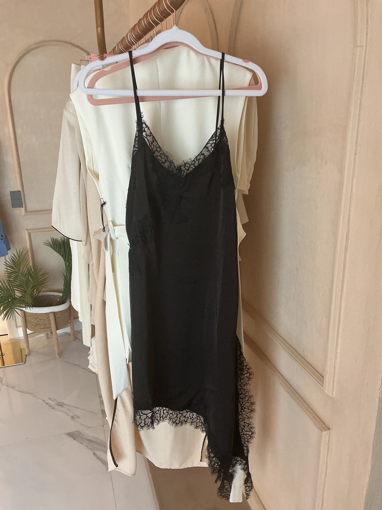 Vestido negro seda/encaje