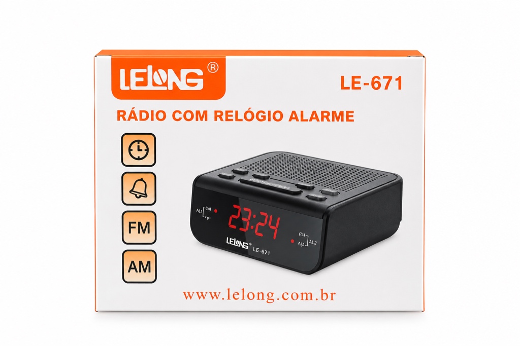 Rádio com Relogio alarme Lelong Le-671