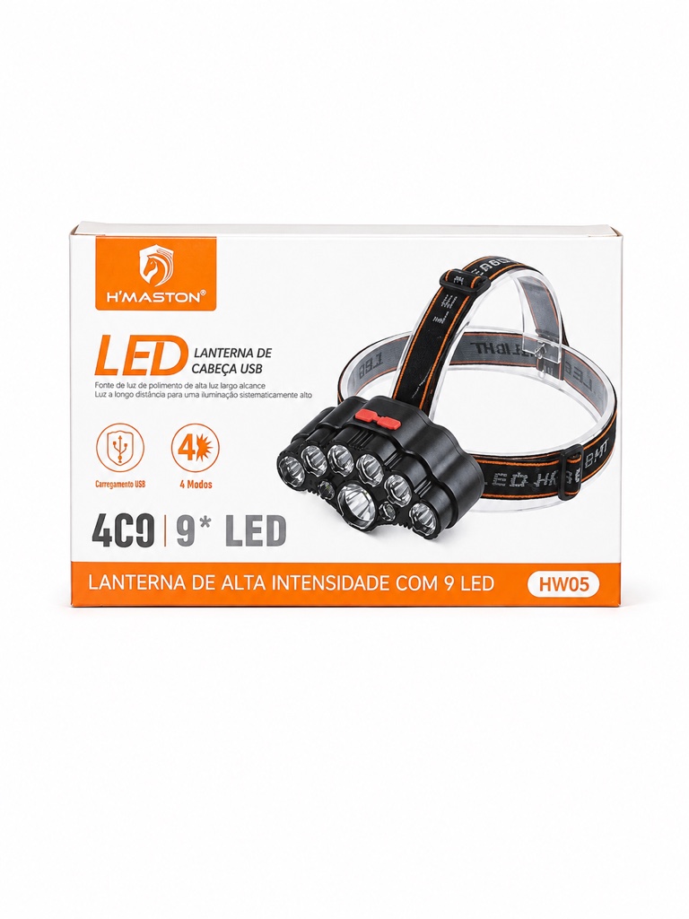 Lanterna de cabeça 9led Hw05