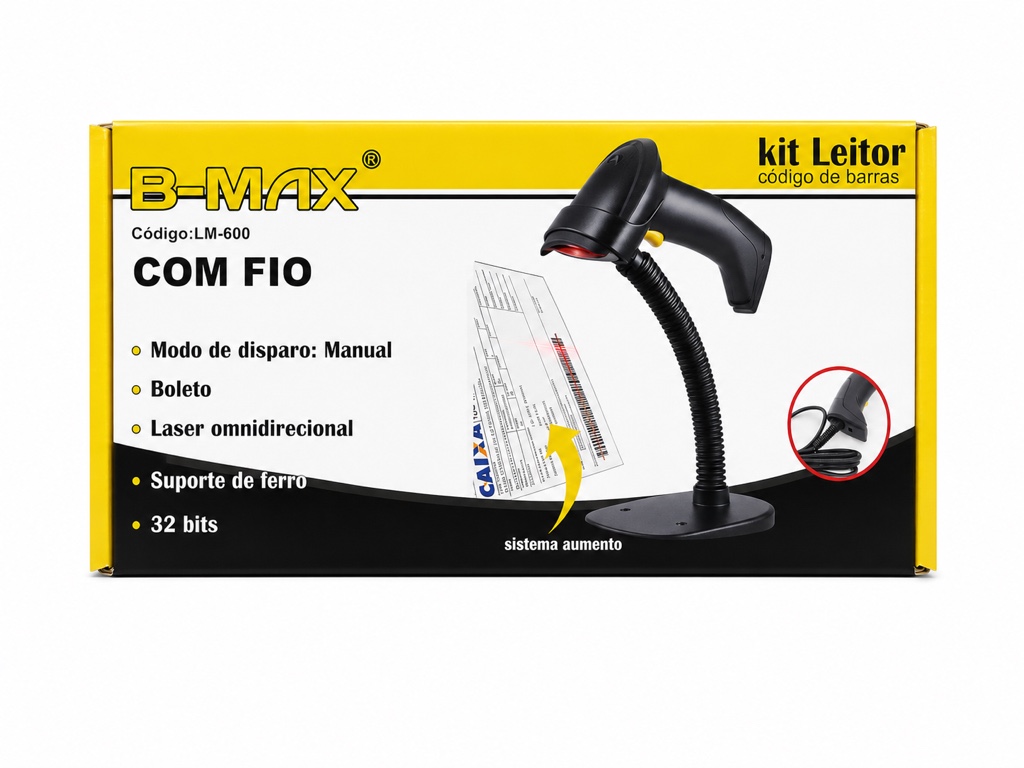 Leitor de codico de barras c/fio BMax LM600