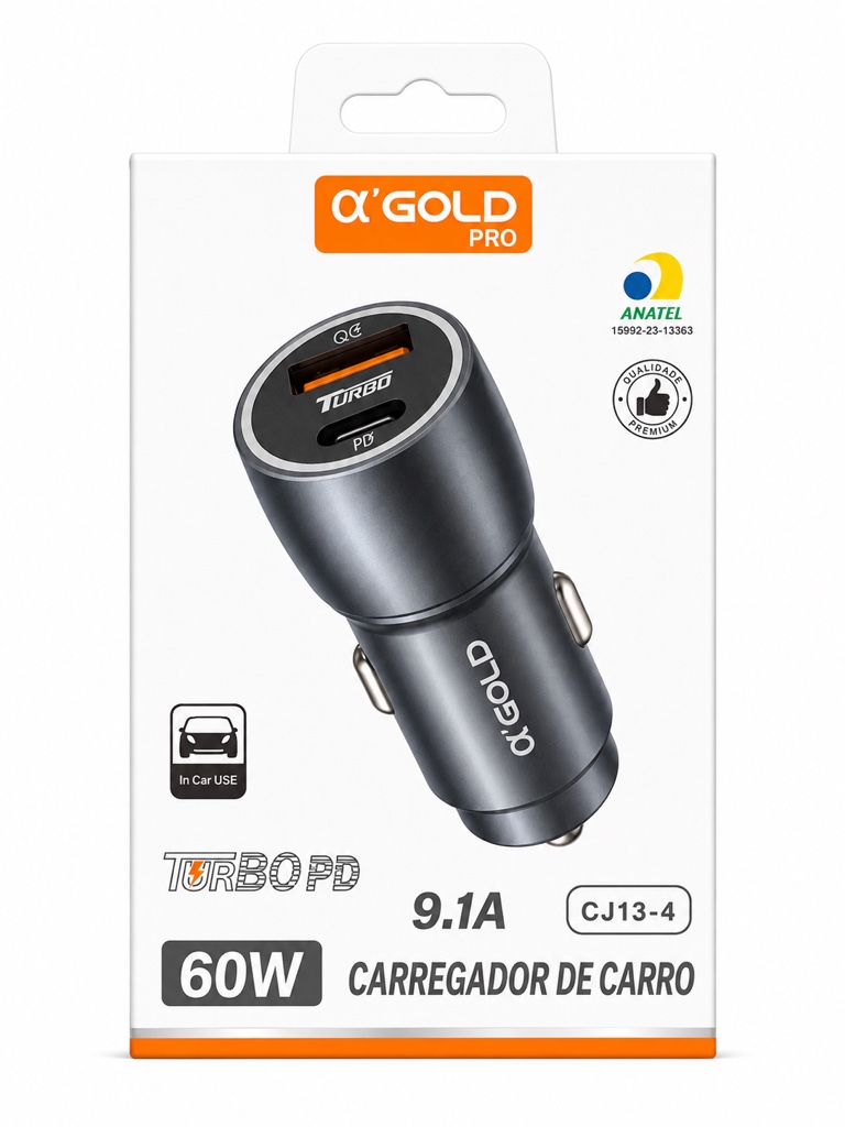 Carregador veicular 60w CJ13-4 Agold