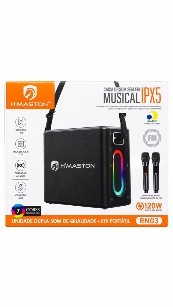 Caixa de Som Hmaston 120w RN03 Ipx5