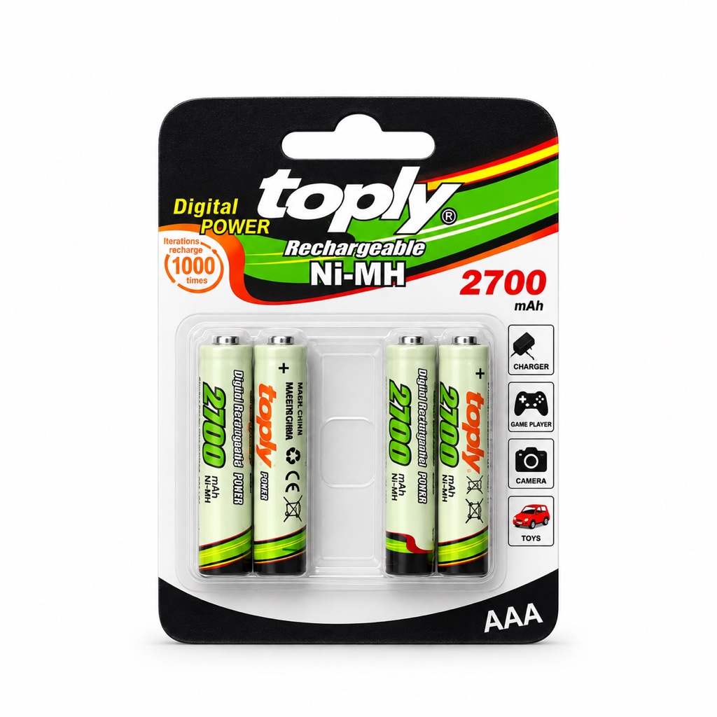 Pilha recarregavel AAA 2.700nimh toply