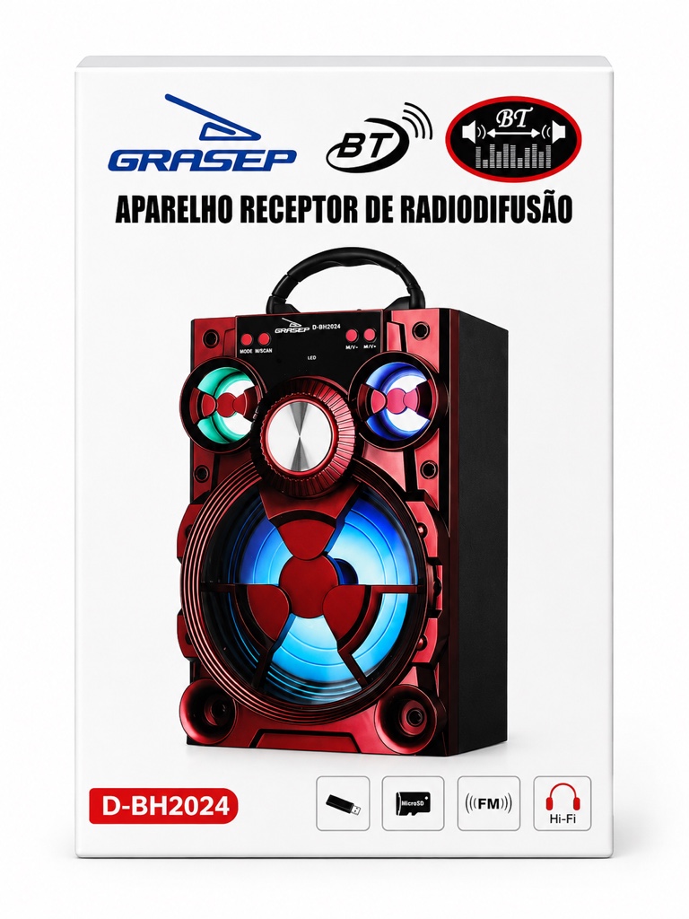 Caixa de Som Grasep Bt Fm D-Bh2024