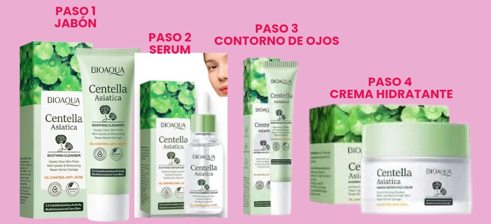 KIT PIEL MIXTA Y GRASA CENTELLA ASIÁTICA BIOAQUA 4 PASOS
