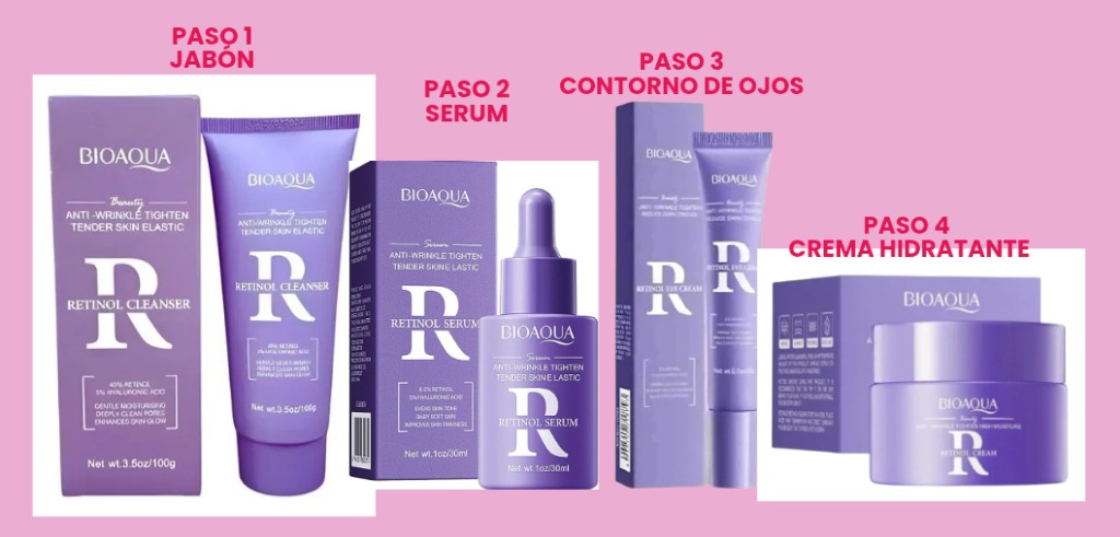 KIT ANTIARRUGAS RETINOL BIOAQUA 4 PASOS