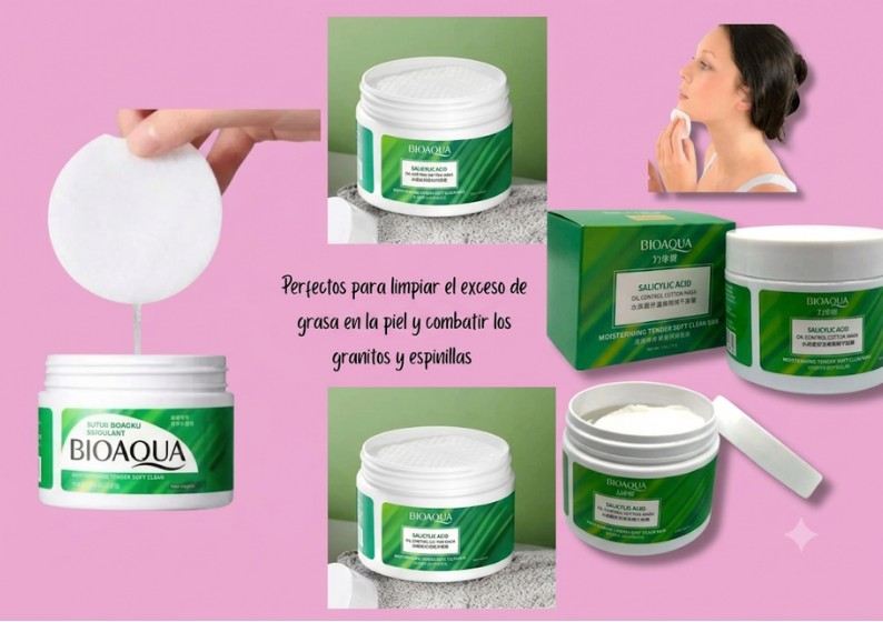 POMOS DE ALGODON ACIDO SALICILICO ANTI ACNE BIOAQUA