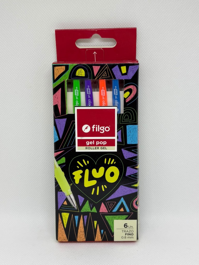 Bolígrafo Gel Filgo Flúo x 6 u. Colores Surtidos