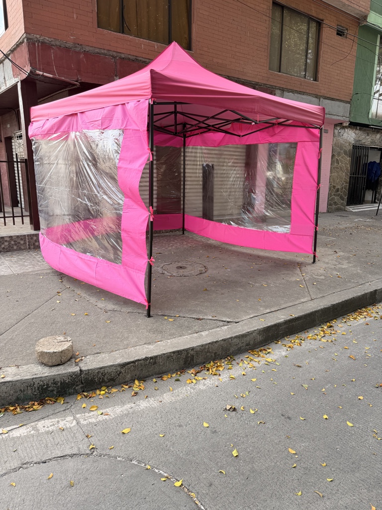 Carpa 3x3 fucsia paredes transparente
