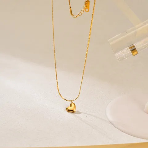 Cadena minimalista corazón acero inoxidable