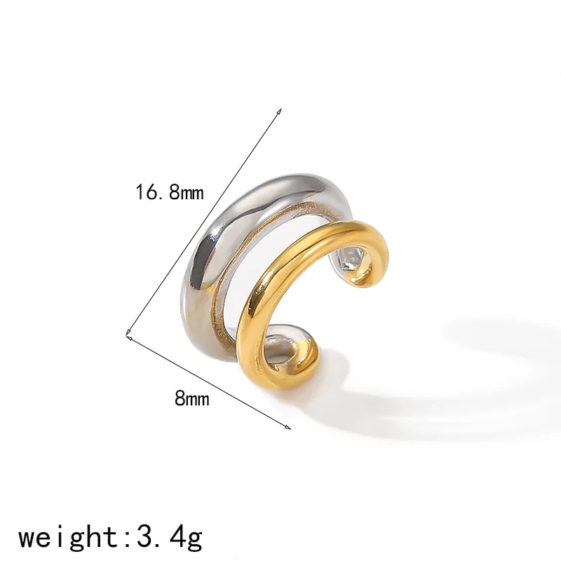 Earcuff doble dorado con plateado