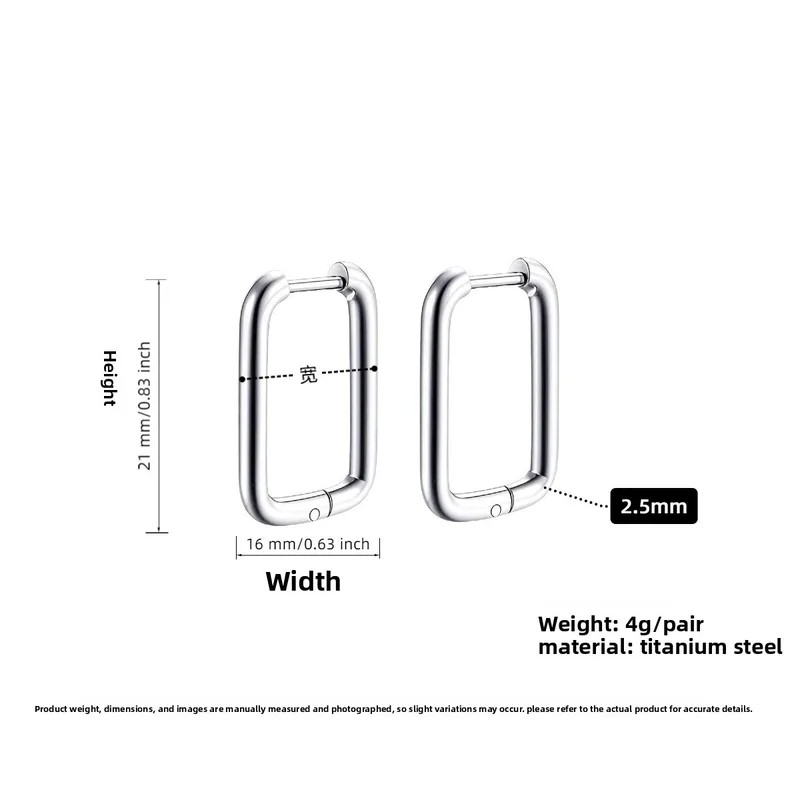 Argollas rectangulares en color plata