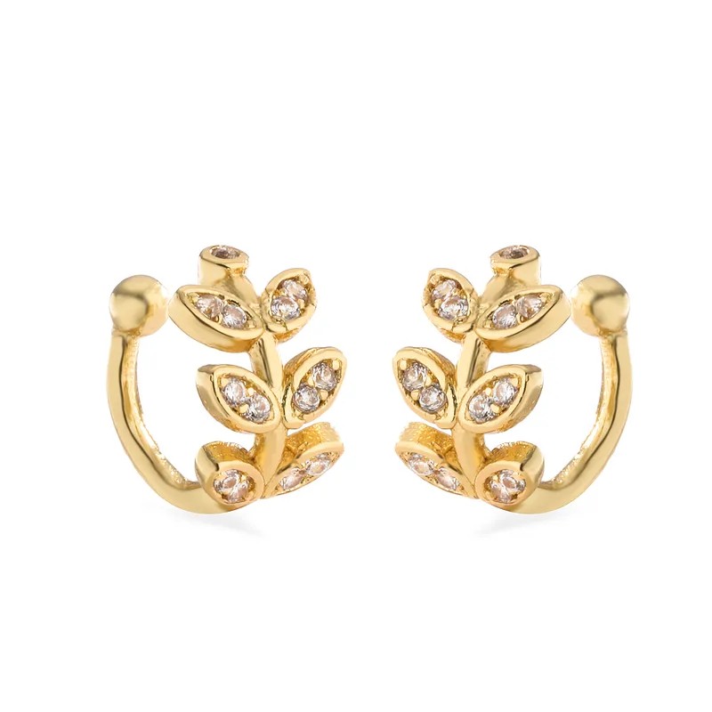 Earcuff de hojitas con pedreria