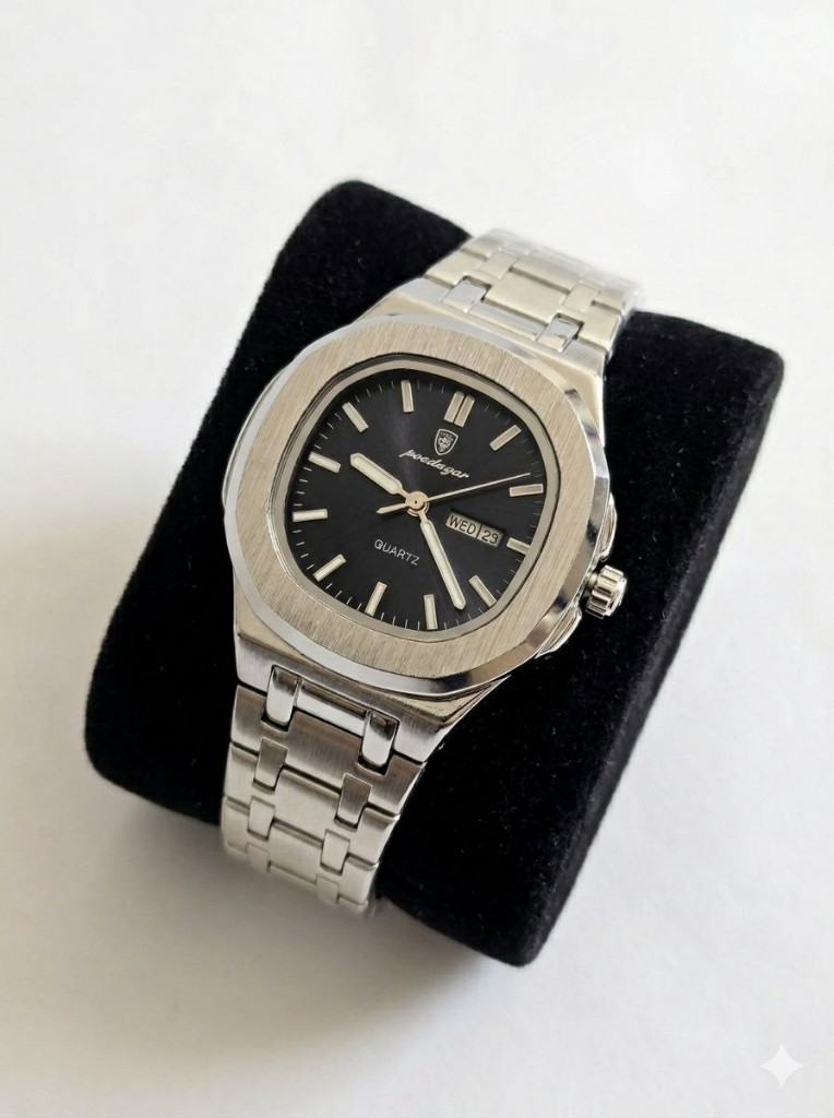 Reloj de brasalete estilo casual unisex en acero inoxidable