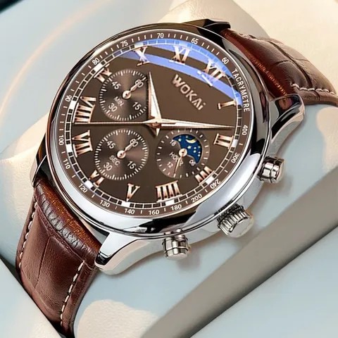 Reloj de caballero de correa marrón