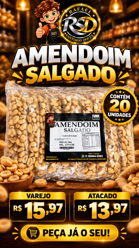 Amendoim s/pele Salgado 20x35g