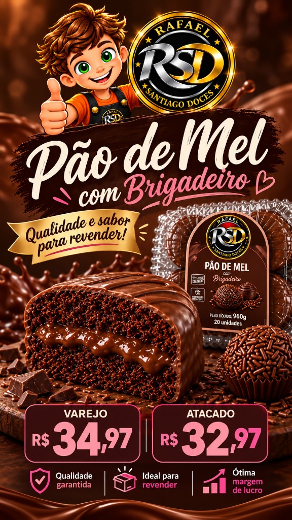 ch.PÃO DE MEL Brigadeiro 48g x 20un