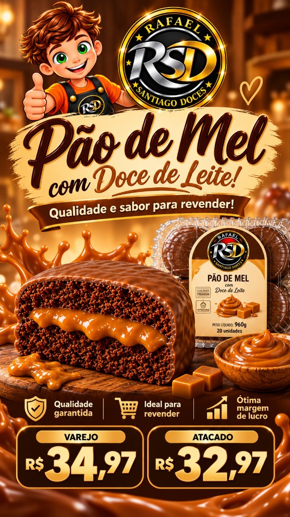 ch.PÃO DE MEL Doce de Leite  48g x 20un