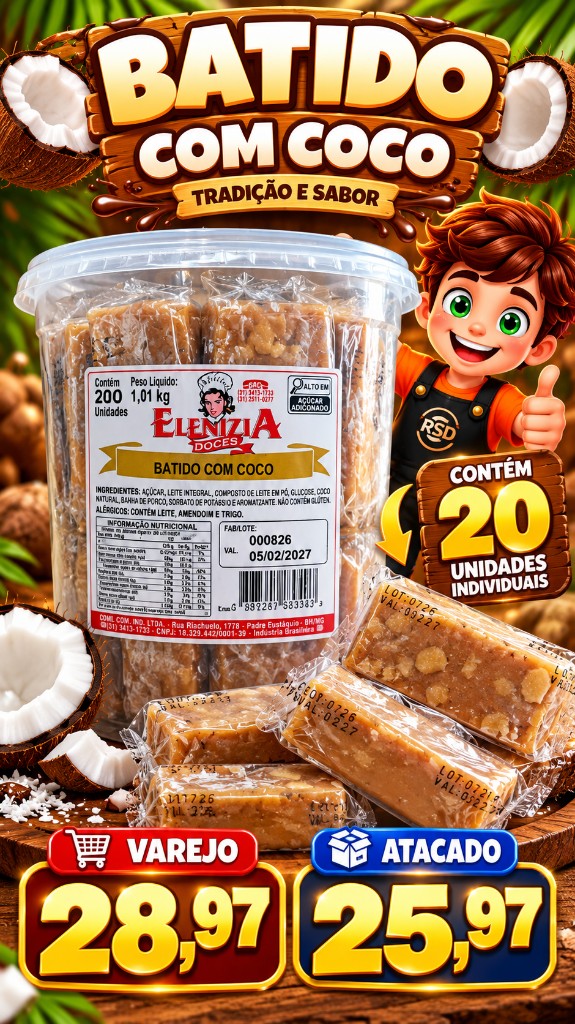 L.Leite Batido  c/ Coco 20un Elenizia