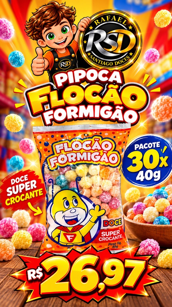 Pipoca Flocão Formigão 30x40g