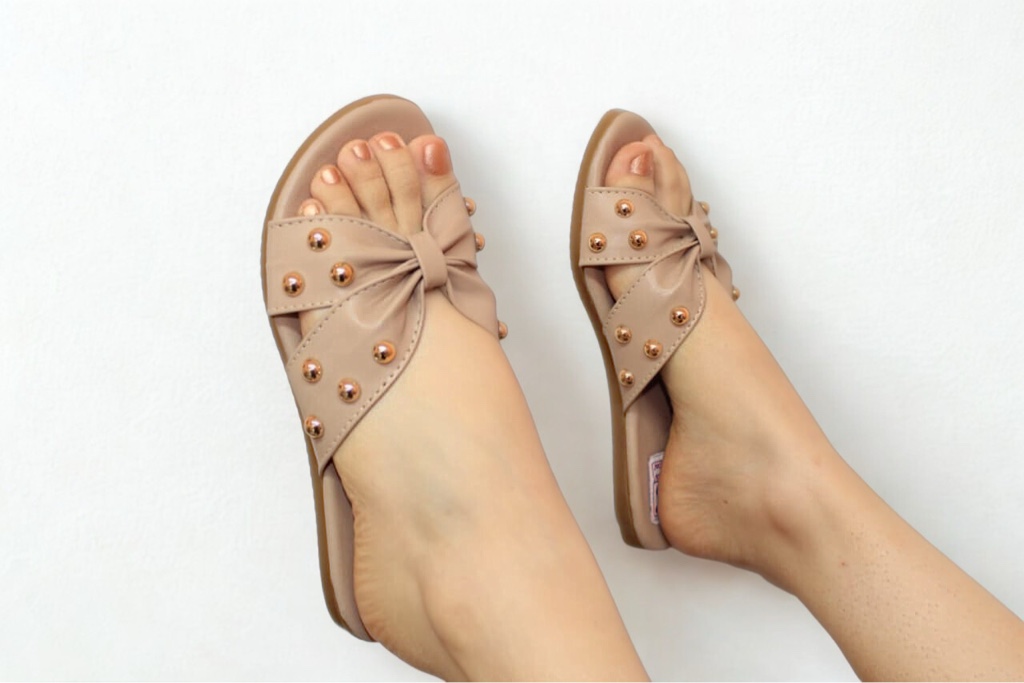 Sandalias beige con moño #5
