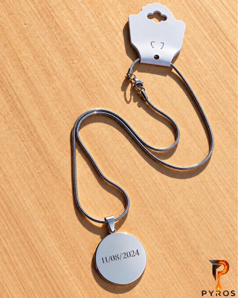Cadenita acero quirúrgico dije círculo personalizado