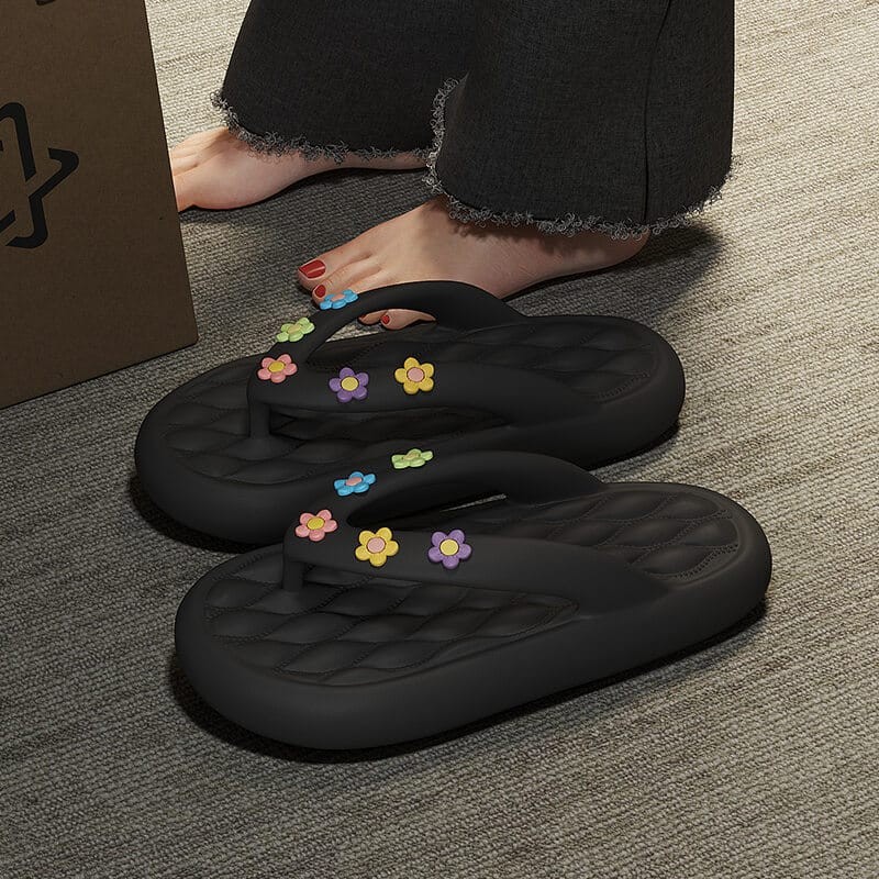Sandalias negras florales