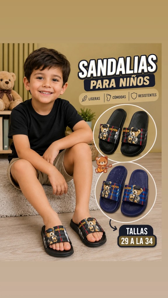 Golfer sandalias niños negras